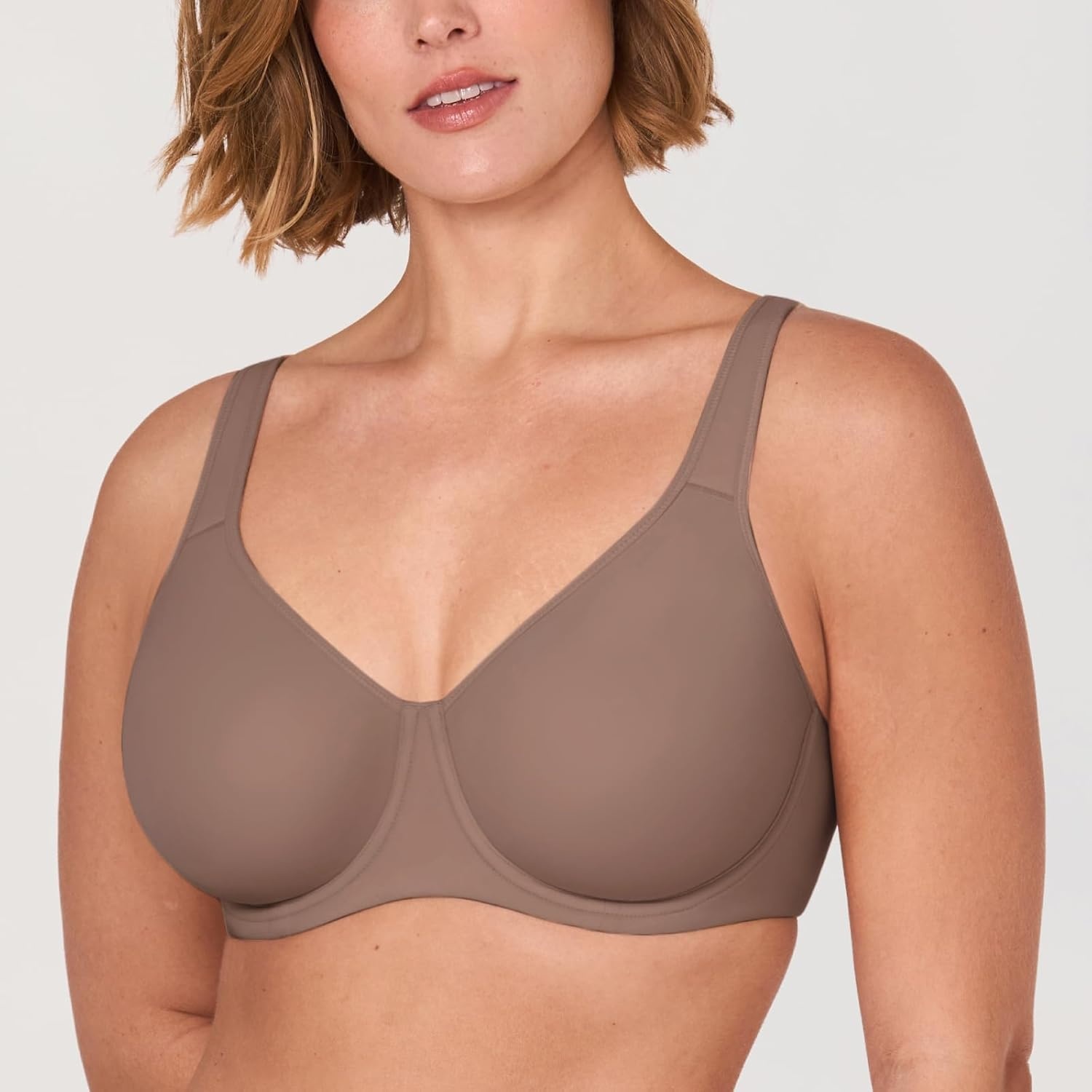 image:imageDELIMIRA Womens Inbarely Plus Full Coverage Bra Plus Size Underwire Unlined Seamless BrasBrown Purple