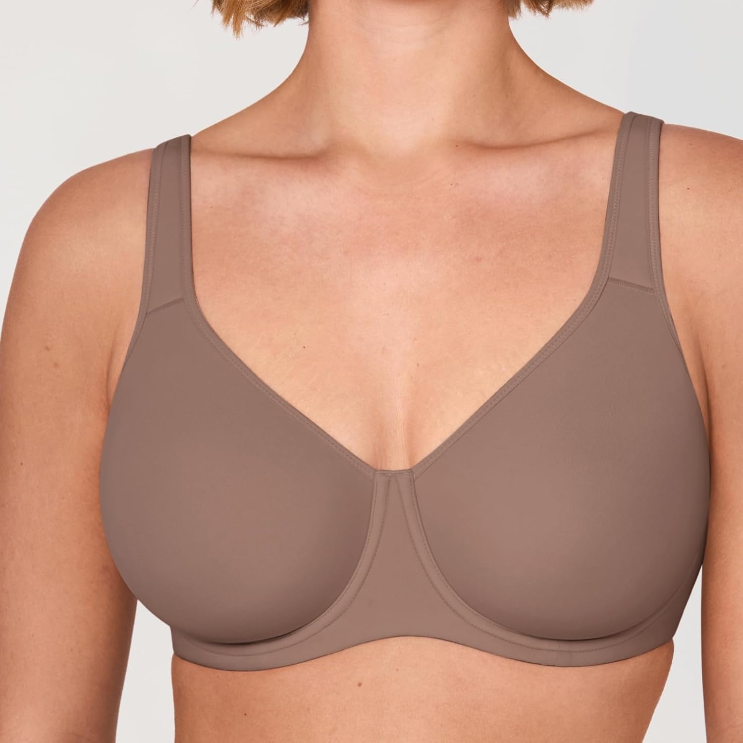 image:imageDELIMIRA Womens Inbarely Plus Full Coverage Bra Plus Size Underwire Unlined Seamless BrasBrown Purple