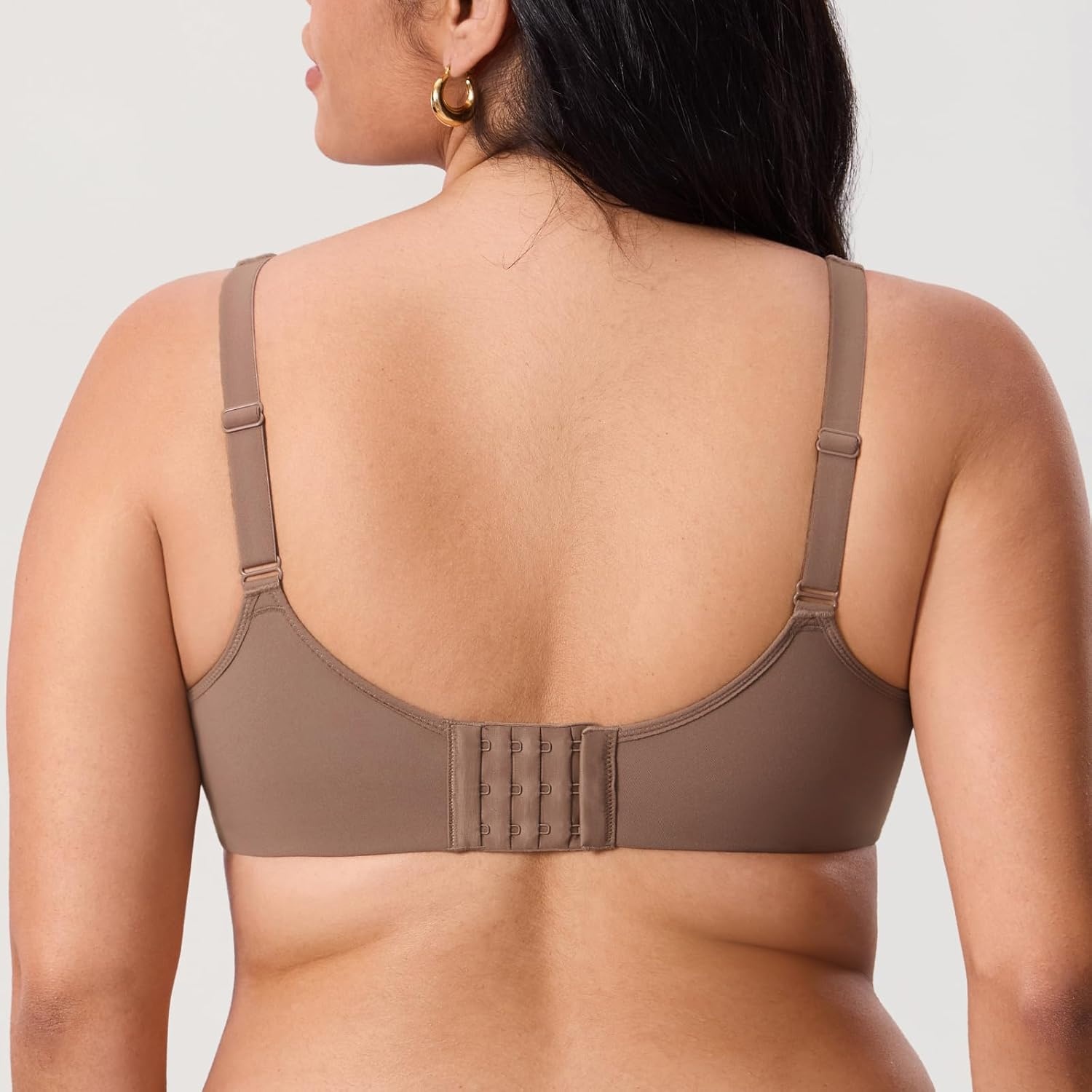 image:imageDELIMIRA Womens Inbarely Plus Full Coverage Bra Plus Size Underwire Unlined Seamless BrasBrown Purple
