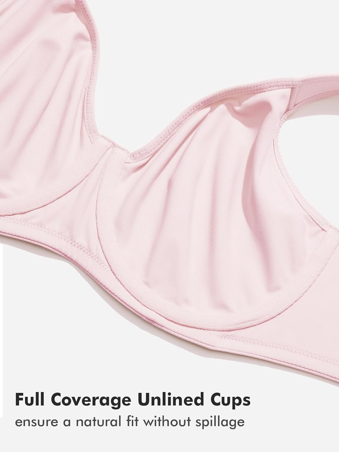 image:imageDELIMIRA Womens Inbarely Plus Full Coverage Bra Plus Size Underwire Unlined Seamless BrasGentle Rose