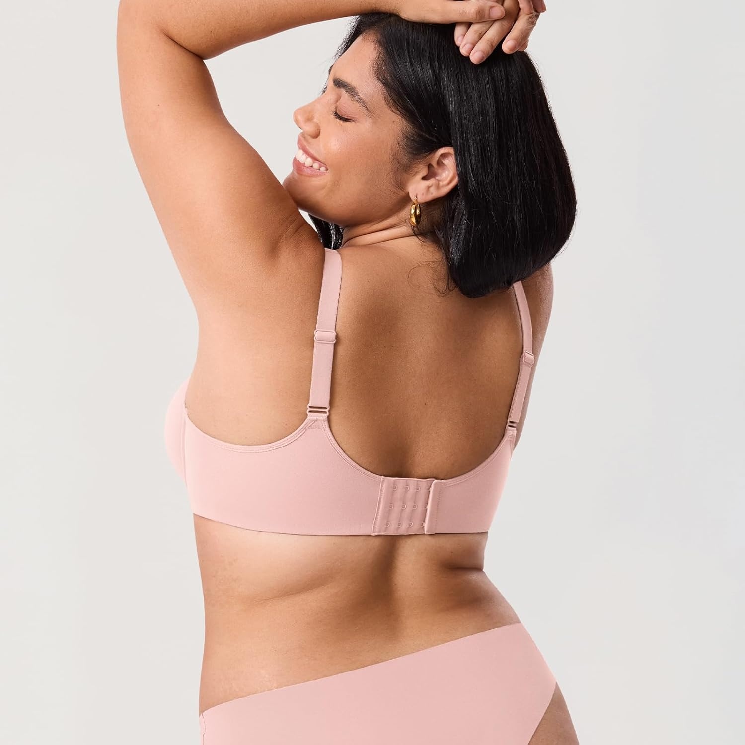 image:imageDELIMIRA Womens Inbarely Plus Full Coverage Bra Plus Size Underwire Unlined Seamless BrasGentle Rose
