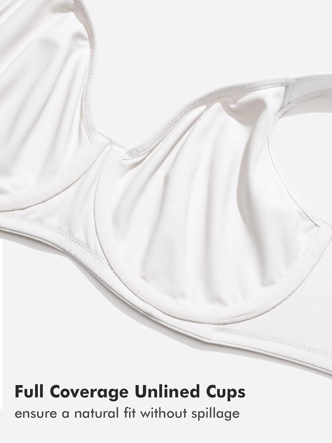 image:imageDELIMIRA Womens Inbarely Plus Full Coverage Bra Plus Size Underwire Unlined Seamless BrasWhite