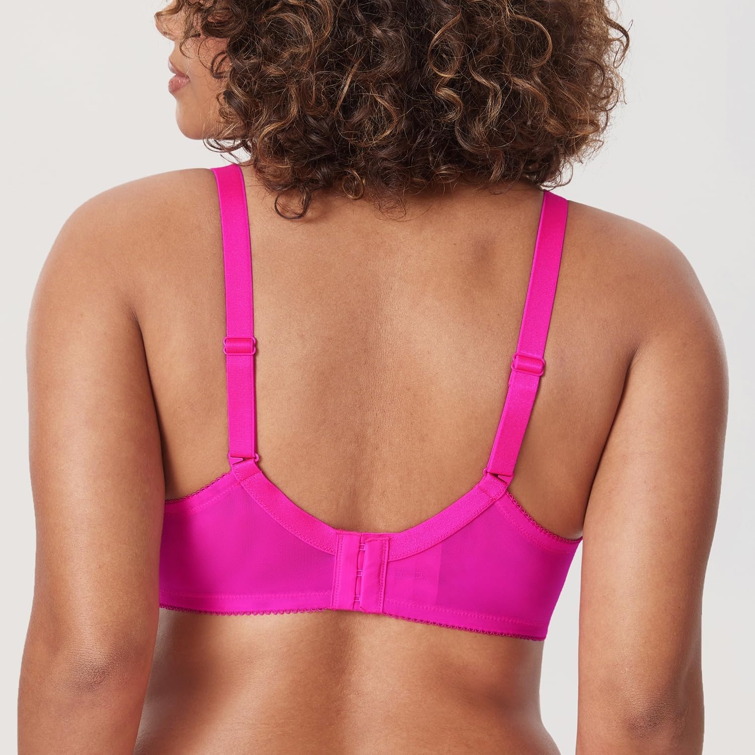 image:imageDELIMIRA Womens Lace Bra Plus Size Full Coverage Underwire Sexy Unlined BrasGlitter Pink