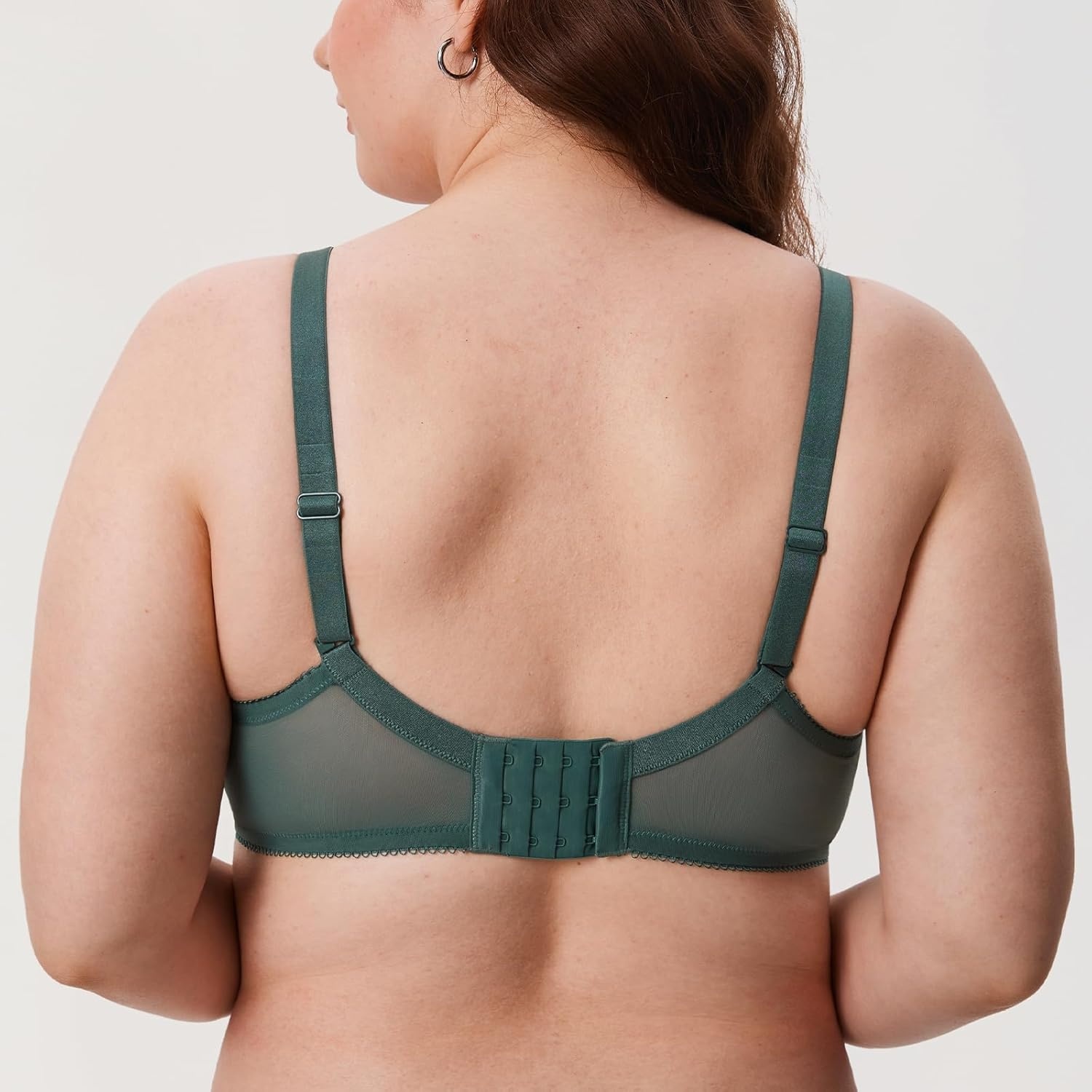 image:imageDELIMIRA Womens Lace Bra Plus Size Full Coverage Underwire Sexy Unlined BrasMidnight Emerald