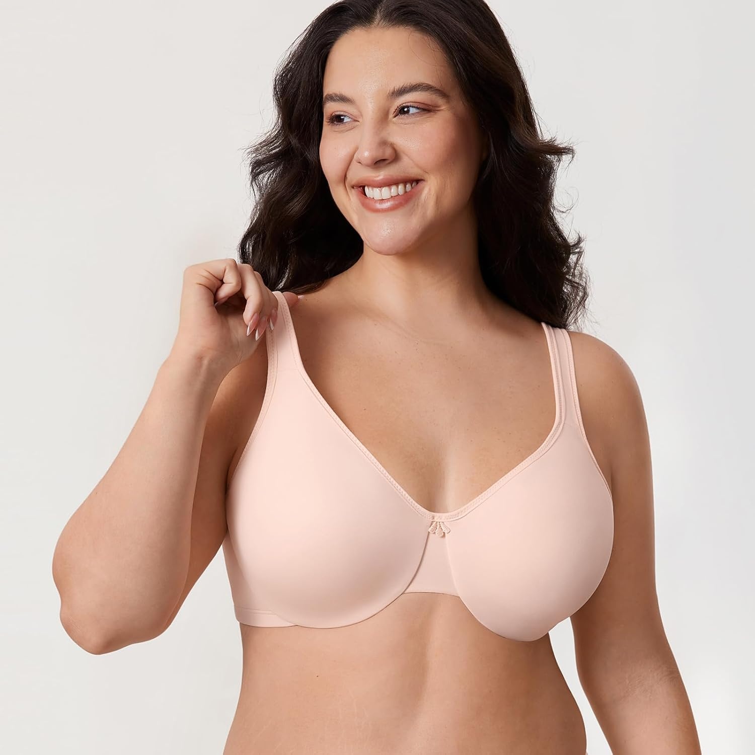 image:imageDELIMIRA Womens Minimizer Bra Plus Size Underwire Smooth Full Coverage Seamless BrasApricot Pink