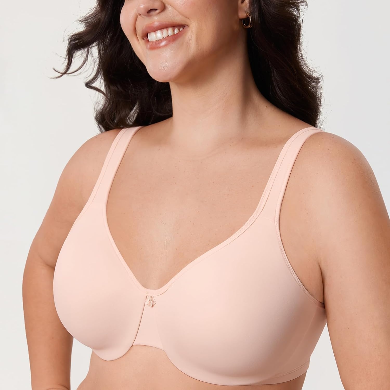image:imageDELIMIRA Womens Minimizer Bra Plus Size Underwire Smooth Full Coverage Seamless BrasApricot Pink