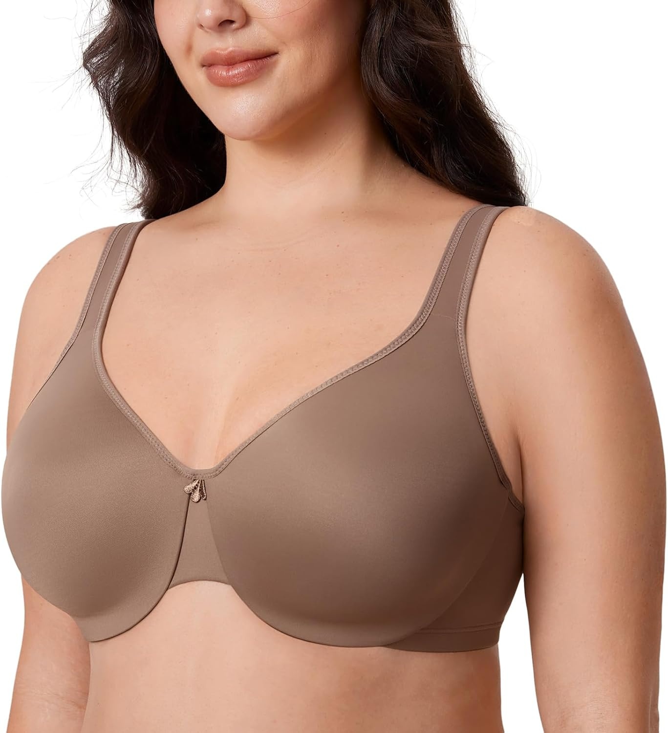 image:imageDELIMIRA Womens Minimizer Bra Plus Size Underwire Smooth Full Coverage Seamless BrasBrown Purple