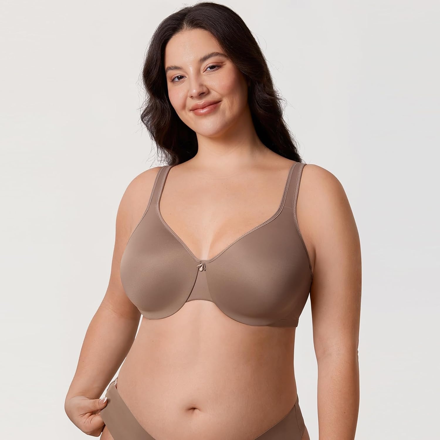 image:imageDELIMIRA Womens Minimizer Bra Plus Size Underwire Smooth Full Coverage Seamless BrasBrown Purple