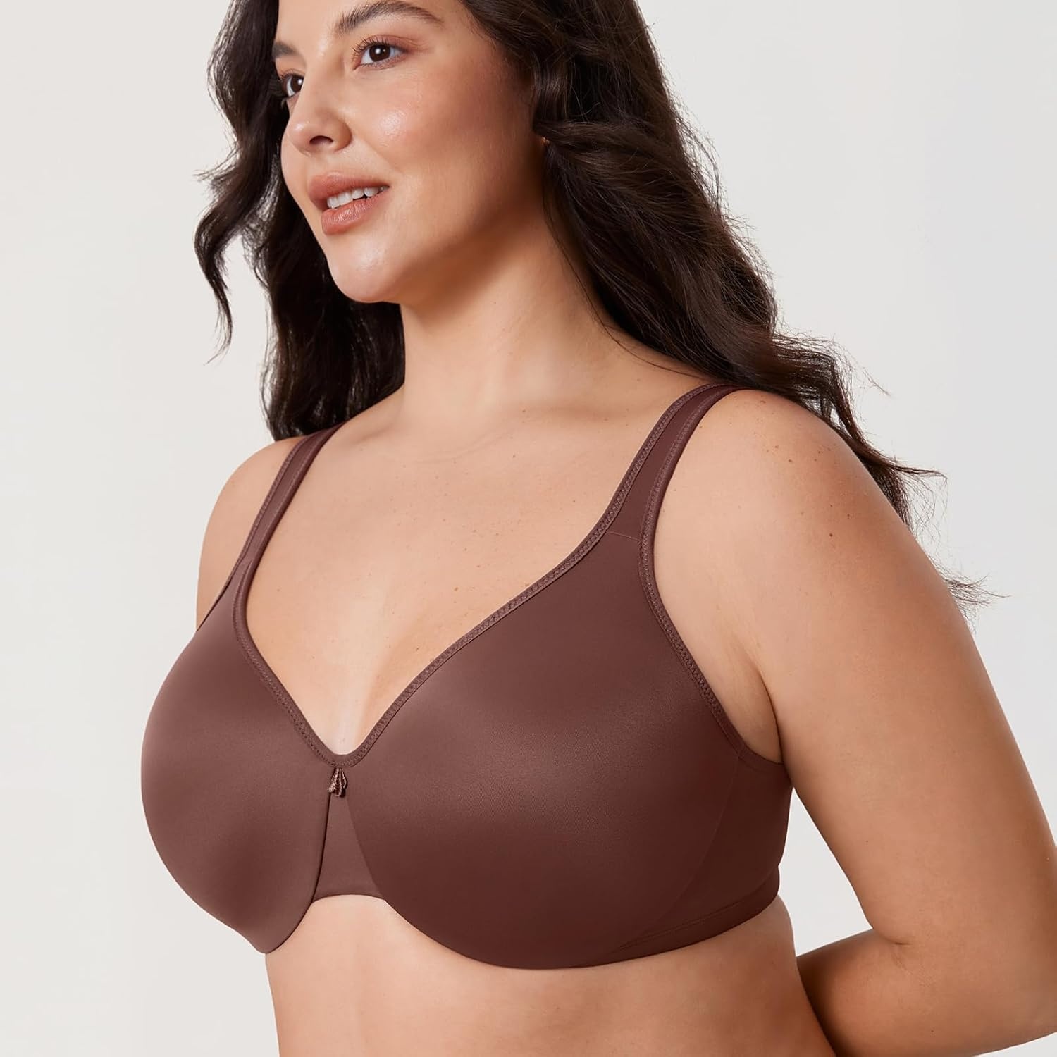 image:imageDELIMIRA Womens Minimizer Bra Plus Size Underwire Smooth Full Coverage Seamless BrasBrown Violet