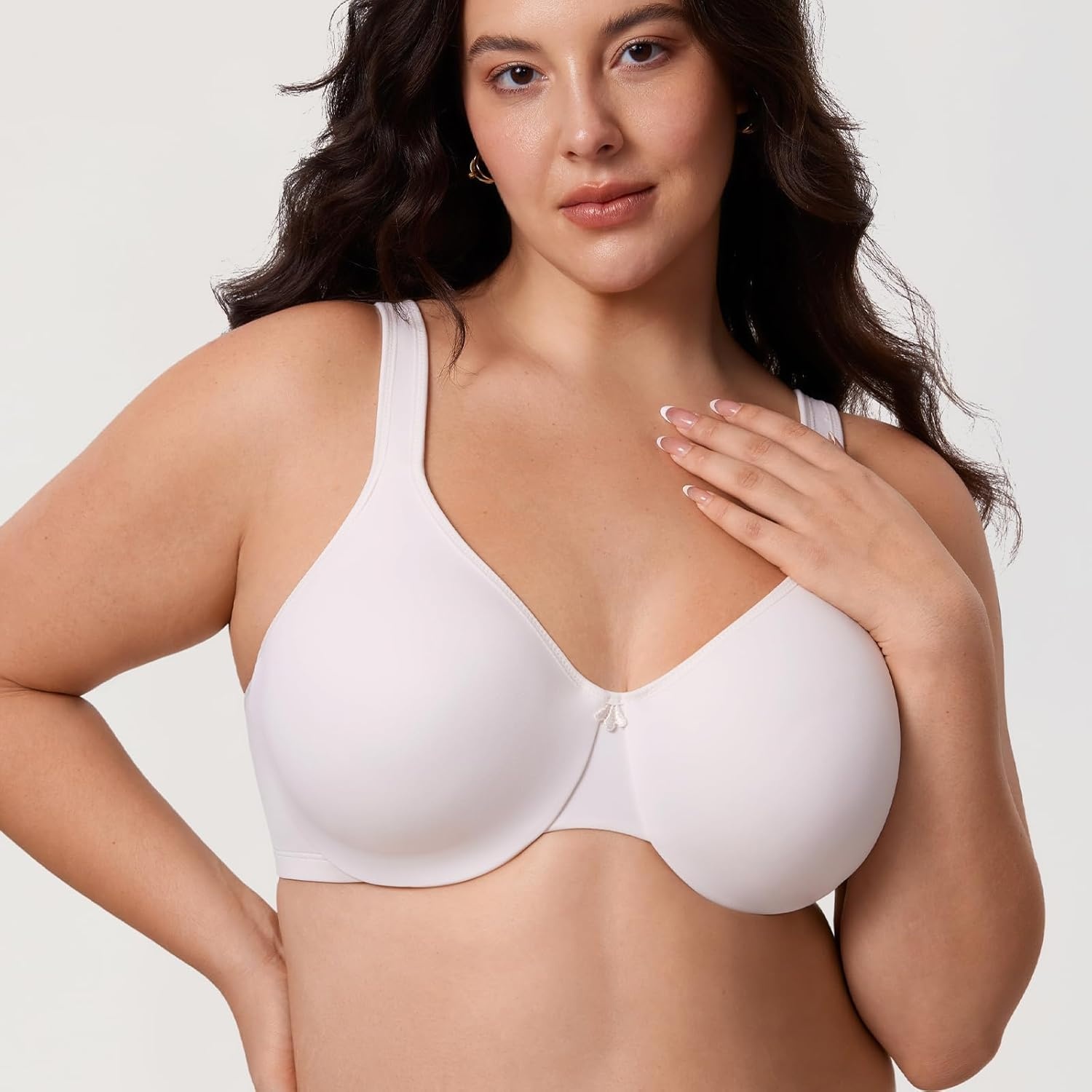 image:imageDELIMIRA Womens Minimizer Bra Plus Size Underwire Smooth Full Coverage Seamless BrasCoconut White