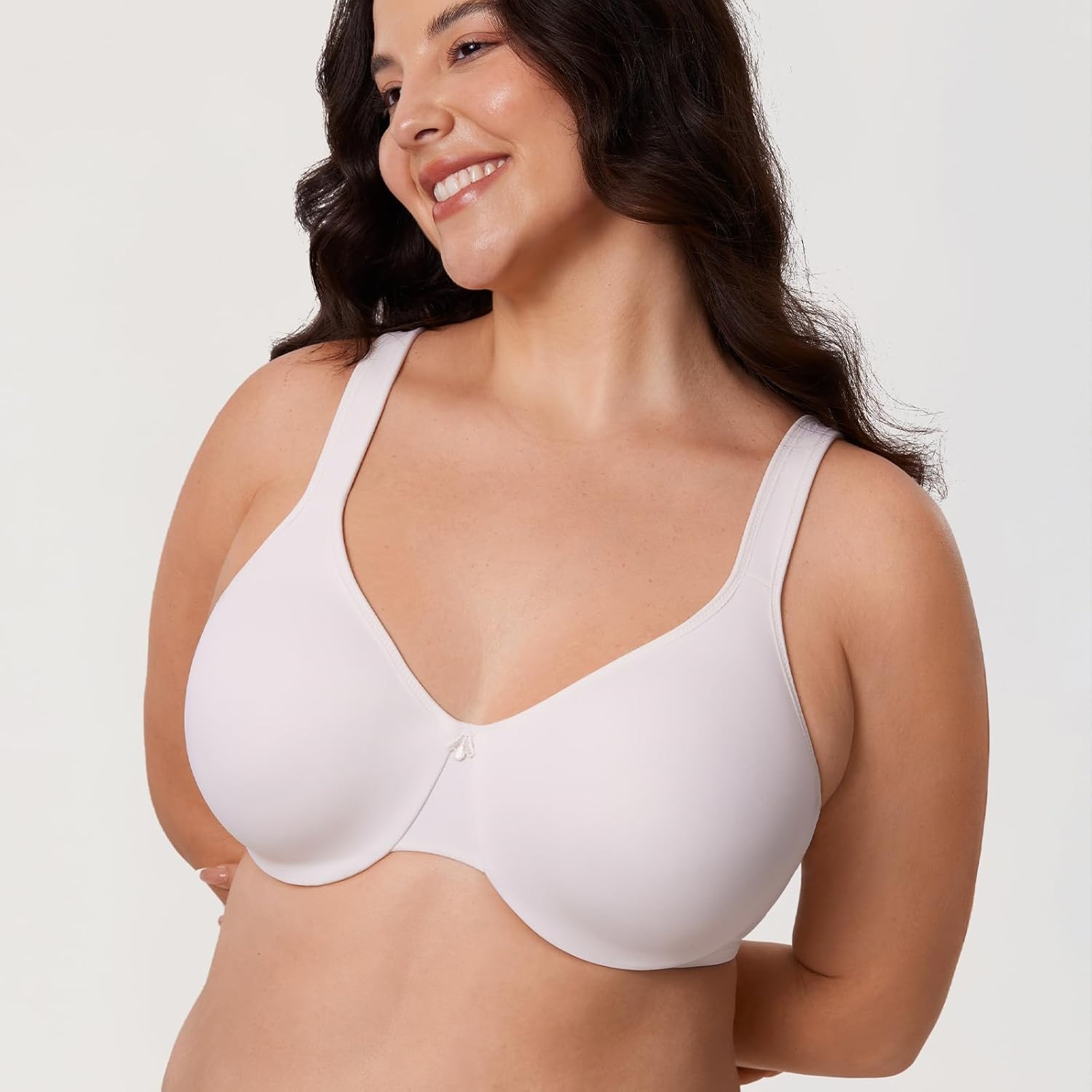image:imageDELIMIRA Womens Minimizer Bra Plus Size Underwire Smooth Full Coverage Seamless BrasCoconut White