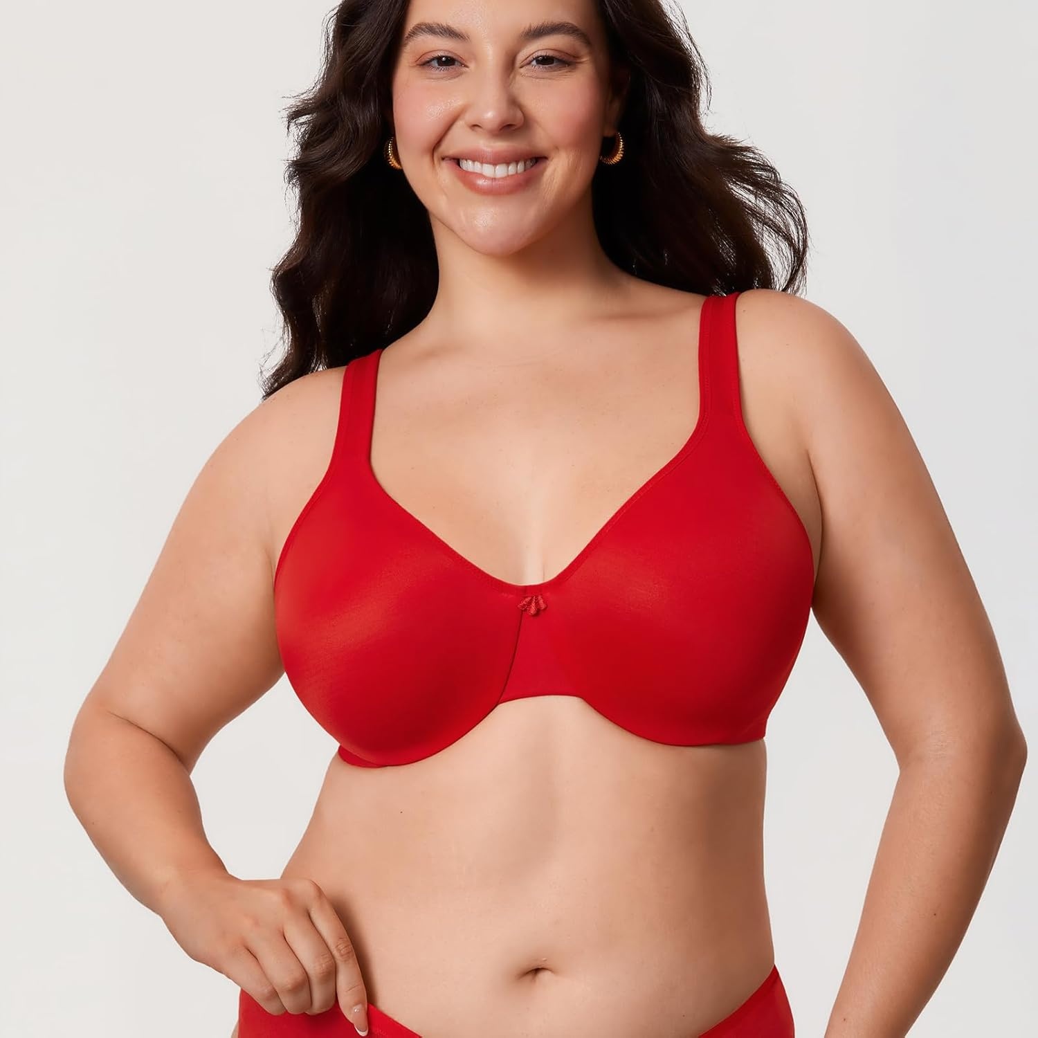 image:imageDELIMIRA Womens Minimizer Bra Plus Size Underwire Smooth Full Coverage Seamless BrasLipstick Red