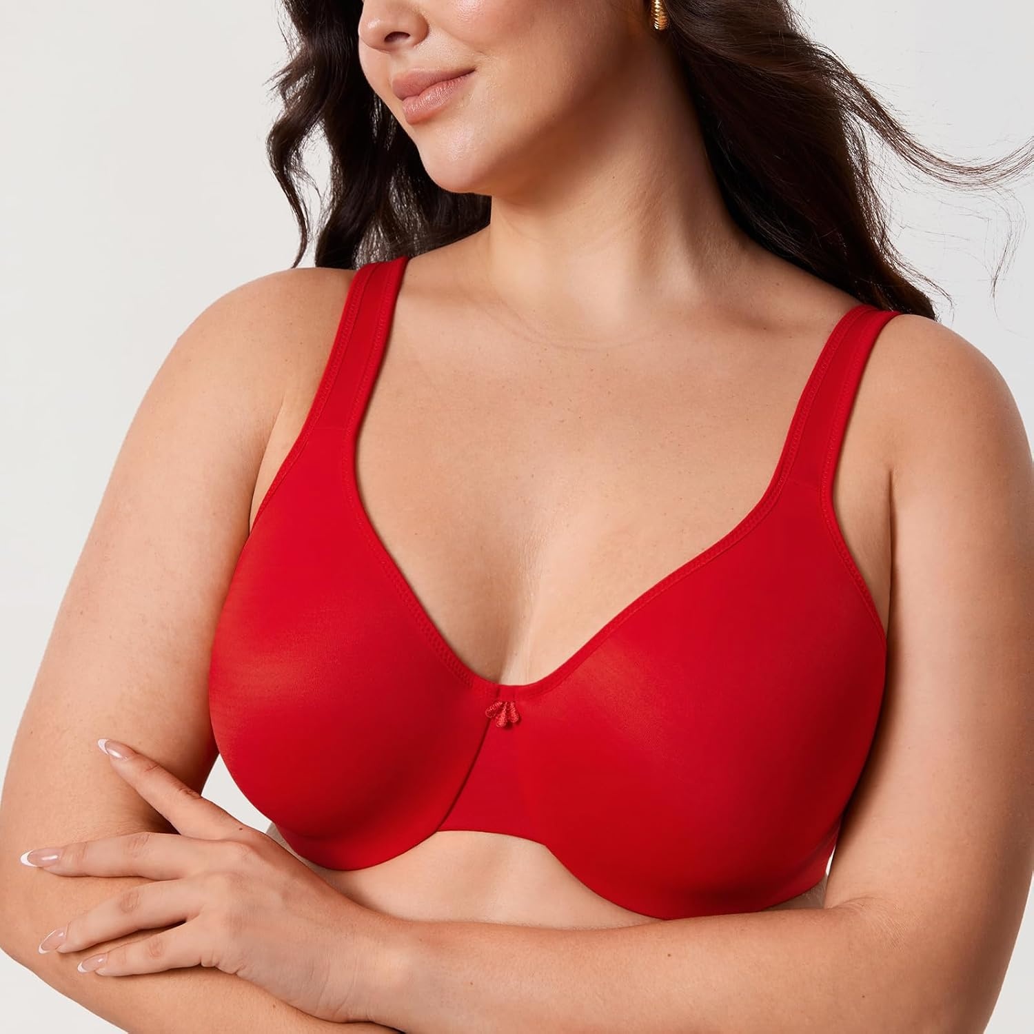 image:imageDELIMIRA Womens Minimizer Bra Plus Size Underwire Smooth Full Coverage Seamless BrasLipstick Red