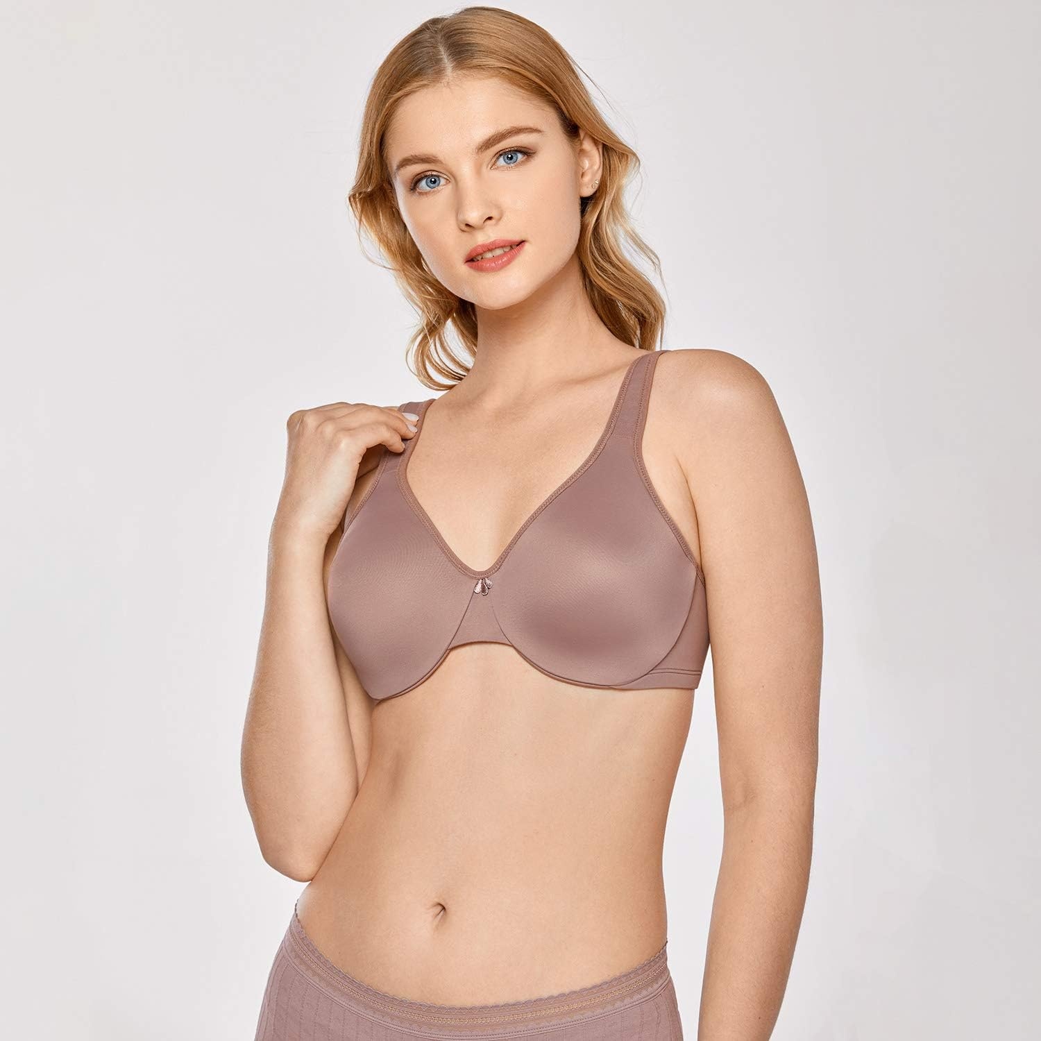 image:imageDELIMIRA Womens Minimizer Bra Plus Size Underwire Smooth Full Coverage Seamless BrasMochaccino