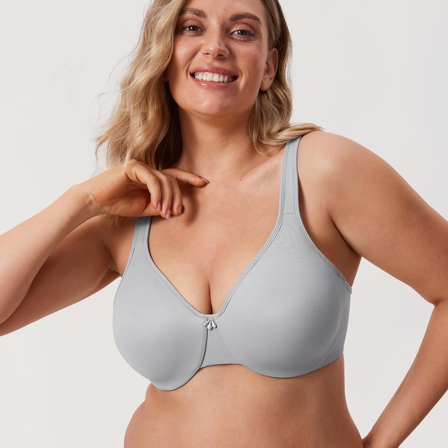 image:imageDELIMIRA Womens Minimizer Bra Plus Size Underwire Smooth Full Coverage Seamless BrasQuantum Grey