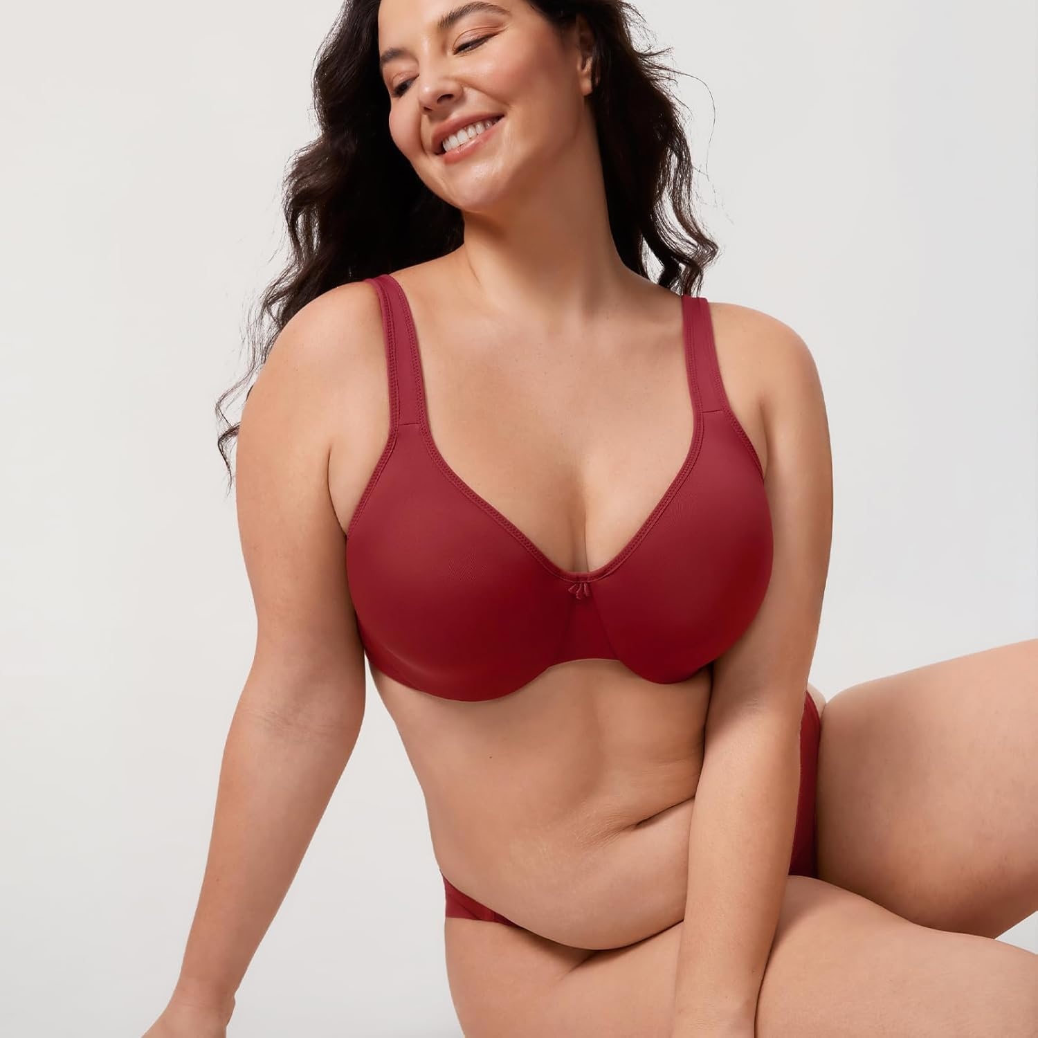 image:imageDELIMIRA Womens Minimizer Bra Plus Size Underwire Smooth Full Coverage Seamless BrasRed Revelry