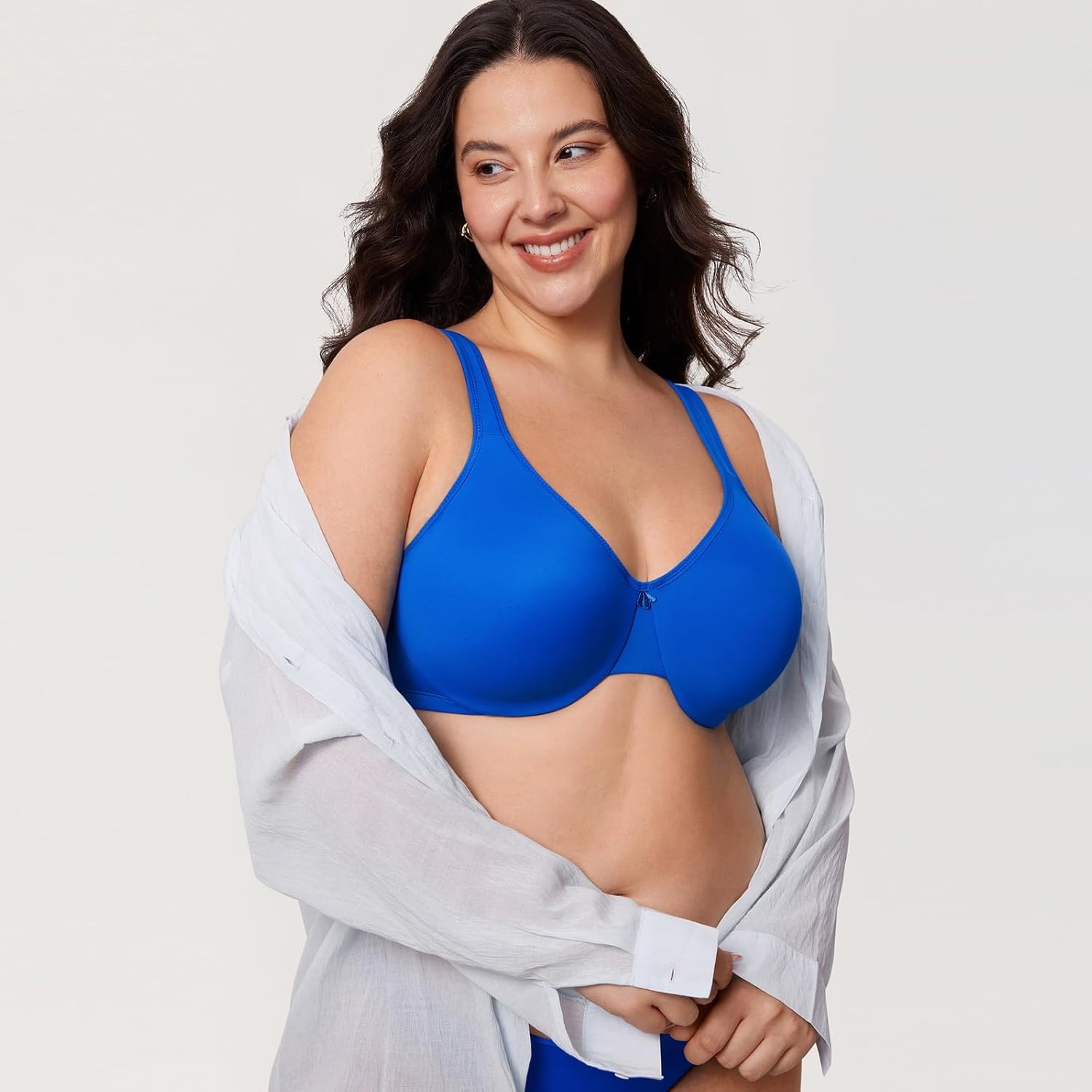 image:imageDELIMIRA Womens Minimizer Bra Plus Size Underwire Smooth Full Coverage Seamless BrasSparkle Blue