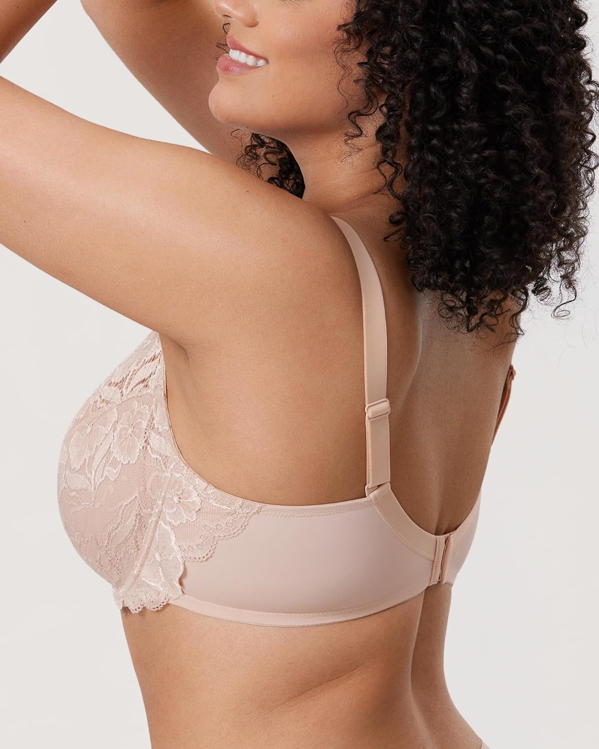 image:imageDELIMIRA Womens Plus Size Full Coverage Lace Underwire Unlined Bra Up to JBeige