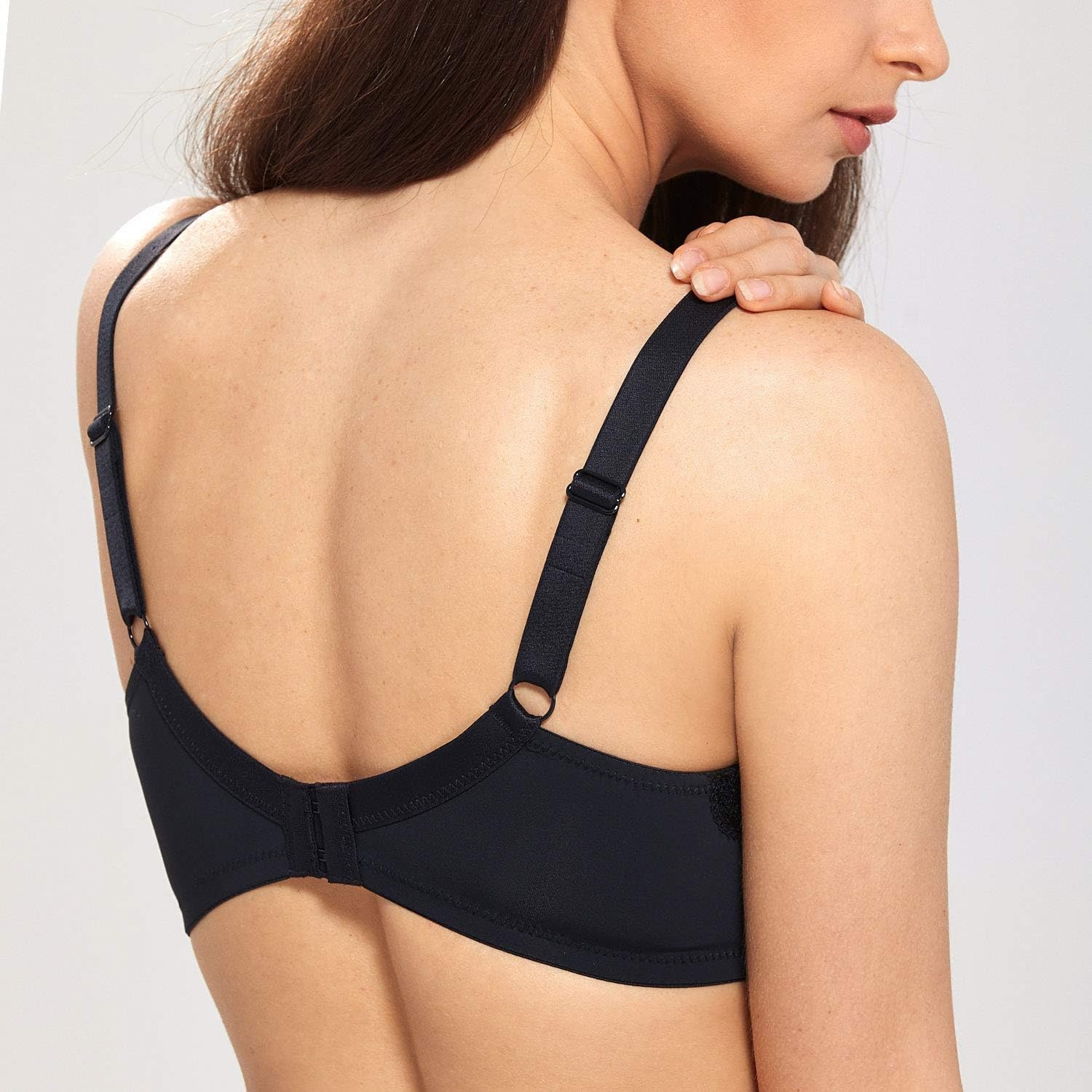 image:imageDELIMIRA Womens Plus Size Full Coverage Lace Underwire Unlined Bra Up to JBlack
