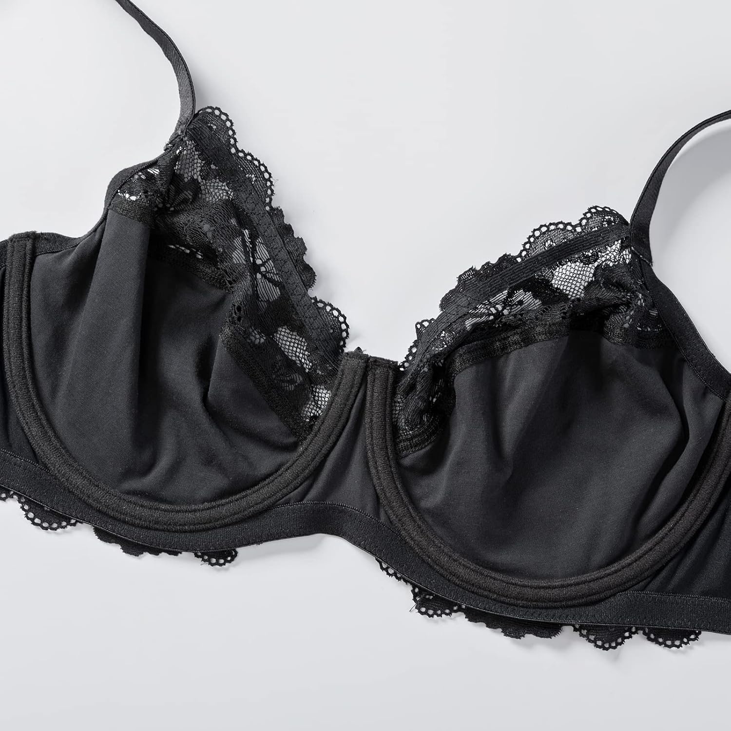image:imageDELIMIRA Womens Plus Size Full Coverage Lace Underwire Unlined Bra Up to JBlack