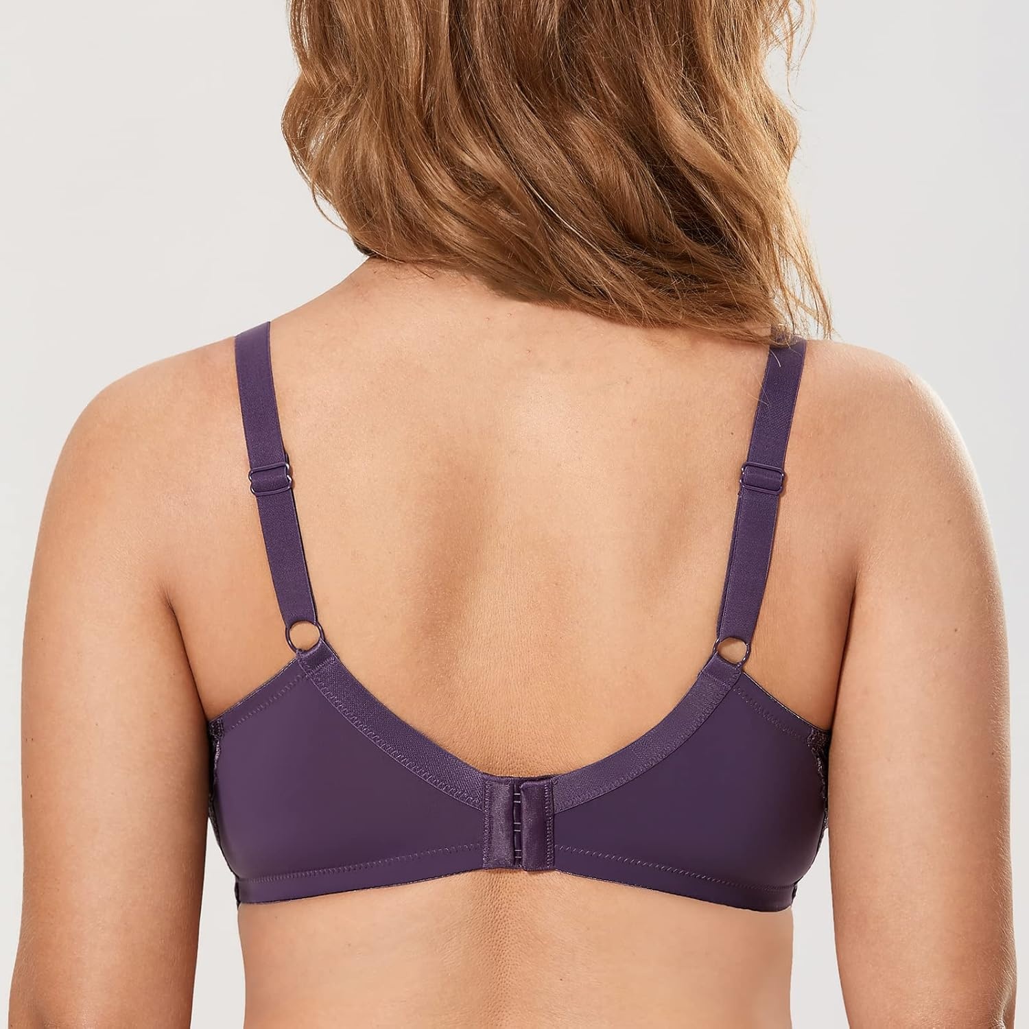 image:imageDELIMIRA Womens Plus Size Full Coverage Lace Underwire Unlined Bra Up to JDeep Plum