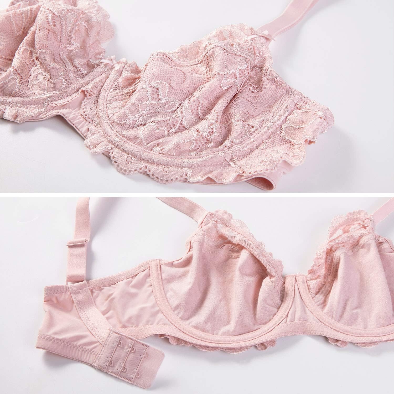 image:imageDELIMIRA Womens Plus Size Full Coverage Lace Underwire Unlined Bra Up to JGentle Rose