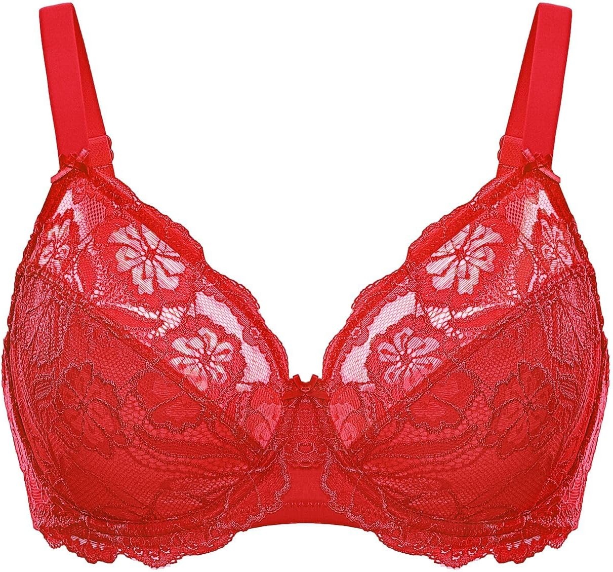 image:imageDELIMIRA Womens Plus Size Full Coverage Lace Underwire Unlined Bra Up to JLipstick Red