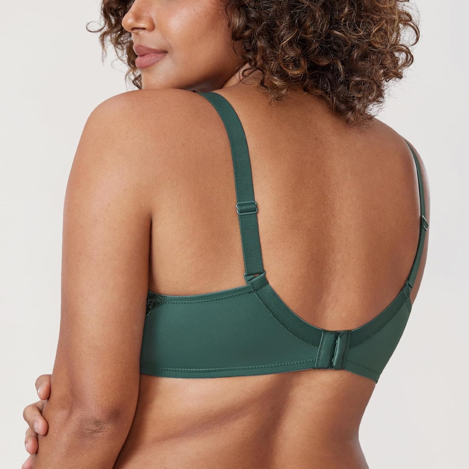 image:imageDELIMIRA Womens Plus Size Full Coverage Lace Underwire Unlined Bra Up to JMidnight Emerald