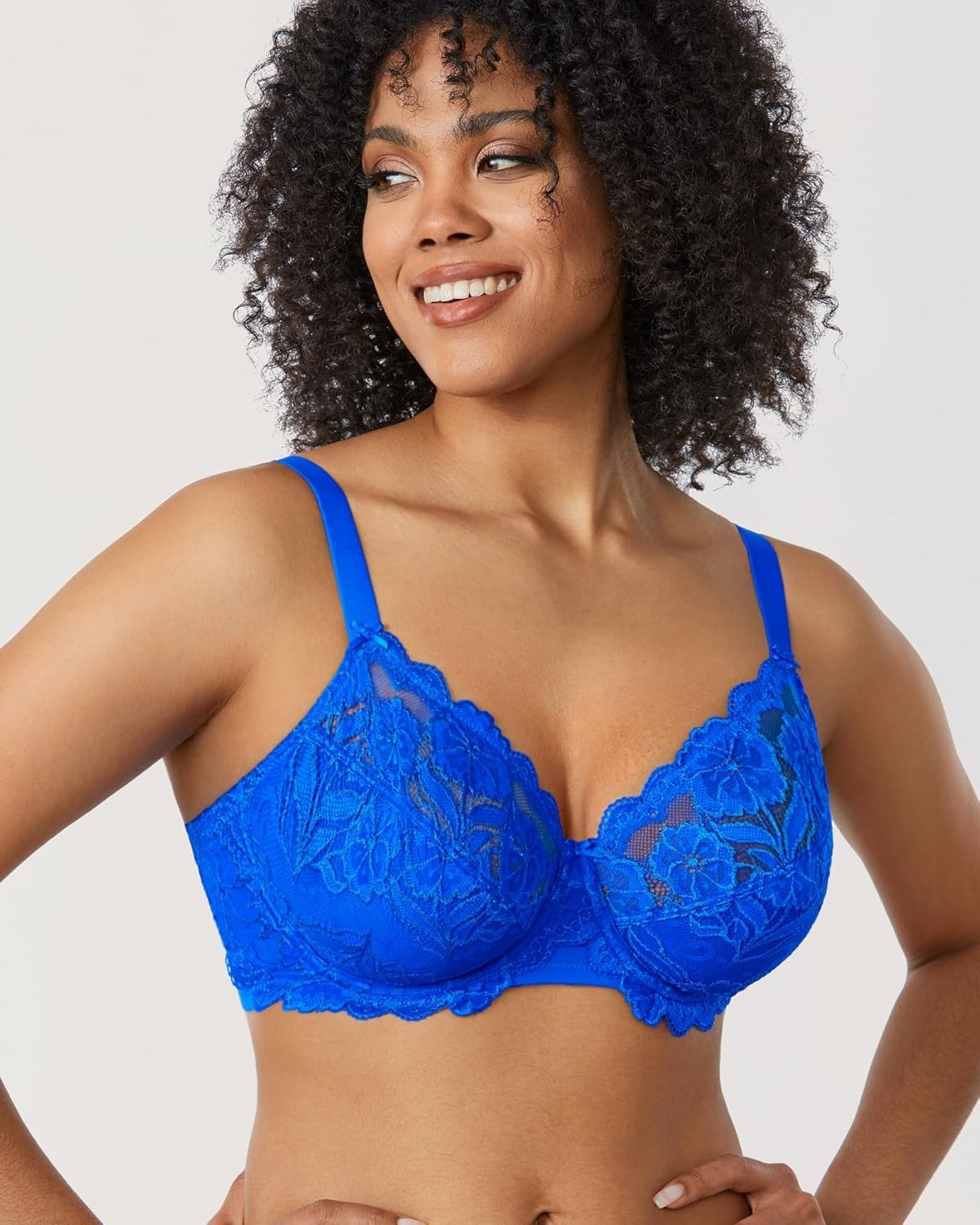 image:imageDELIMIRA Womens Plus Size Full Coverage Lace Underwire Unlined Bra Up to JSky Blue
