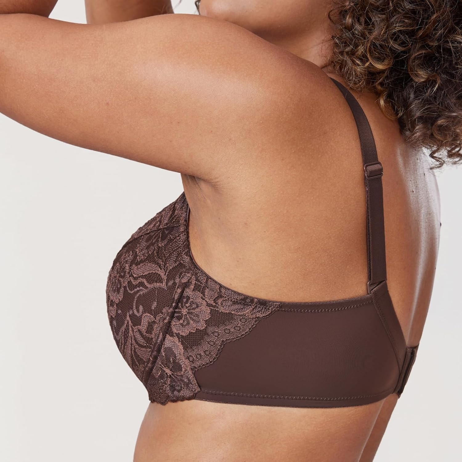 image:imageDELIMIRA Womens Plus Size Full Coverage Lace Underwire Unlined Bra Up to JTaupe