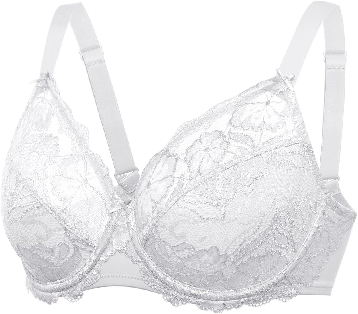 image:imageDELIMIRA Womens Plus Size Full Coverage Lace Underwire Unlined Bra Up to JWhite