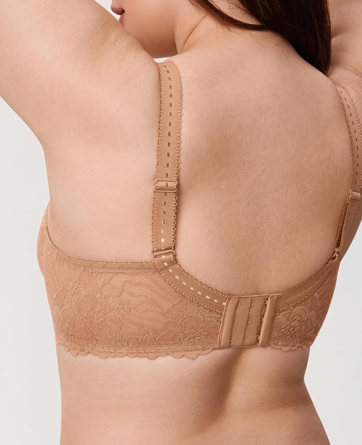 image:imageDELIMIRA Womens Plus Size Minimizer Bras Full Coverage Lace Unlined Underwire Bra BK CupsBarely Buff
