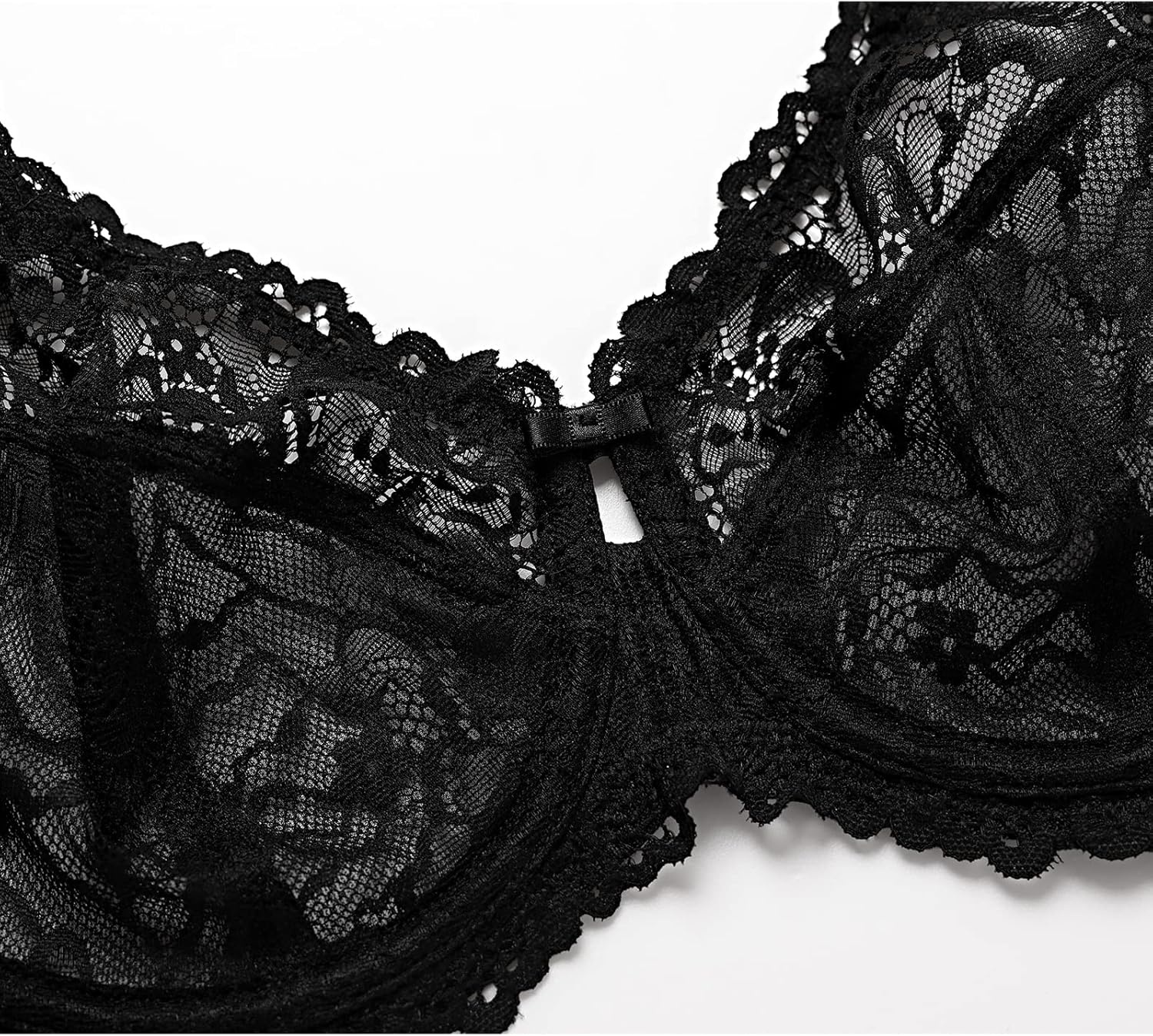 image:imageDELIMIRA Womens Plus Size Minimizer Bras Full Coverage Lace Unlined Underwire Bra BK CupsBlack