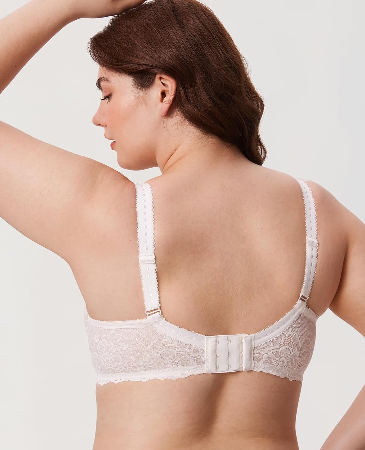 image:imageDELIMIRA Womens Plus Size Minimizer Bras Full Coverage Lace Unlined Underwire Bra BK CupsCoconut White