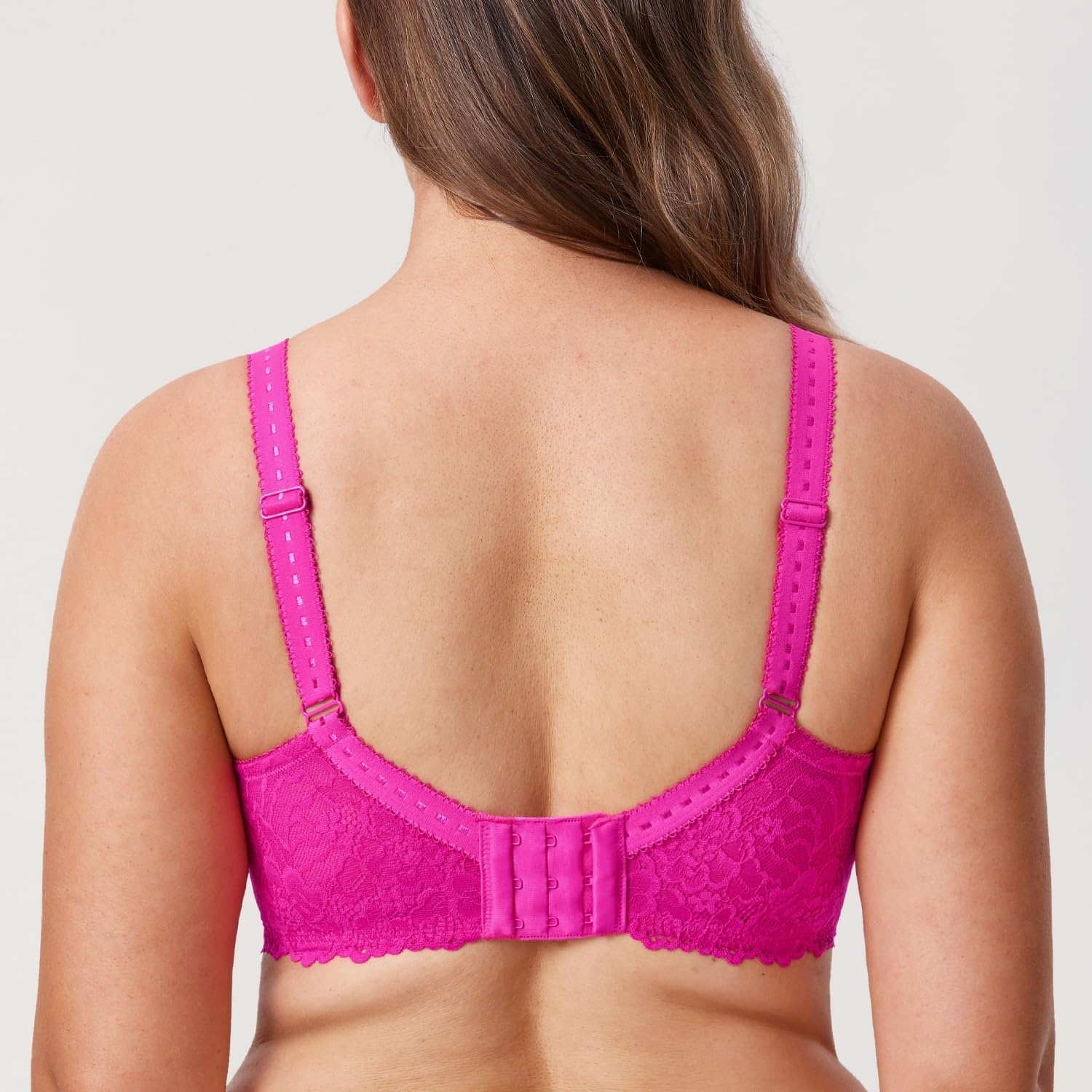 image:imageDELIMIRA Womens Plus Size Minimizer Bras Full Coverage Lace Unlined Underwire Bra BK CupsGlitter Pink
