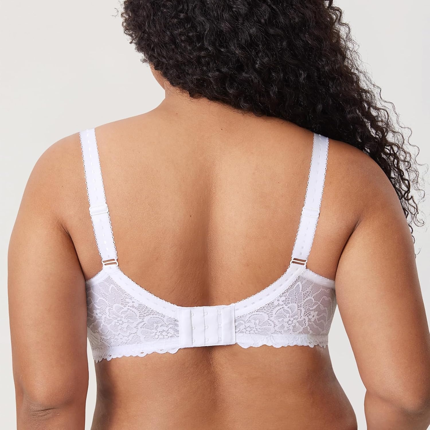 image:imageDELIMIRA Womens Plus Size Minimizer Bras Full Coverage Lace Unlined Underwire Bra BK CupsWhite