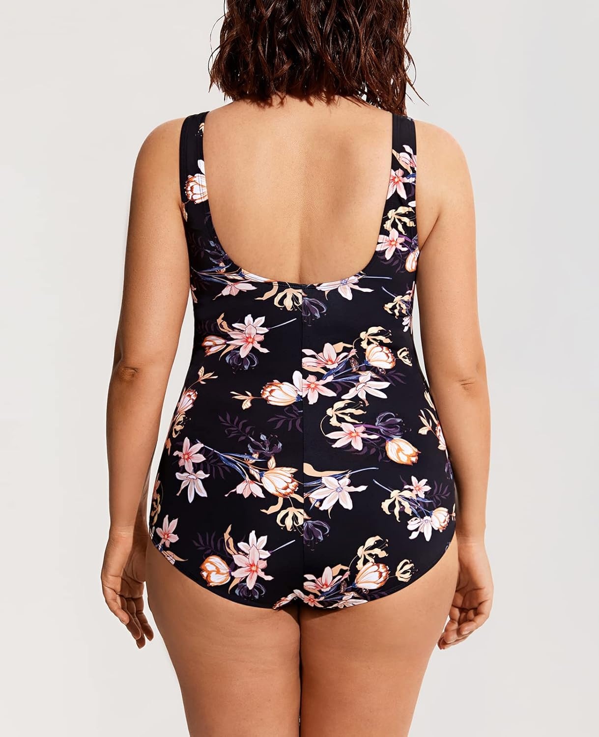 image:imageDELIMIRA Womens Plus Size Swimsuit One Piece Bathing Suit Backless Basic Modest SwimwearFlowers in Full Bloom