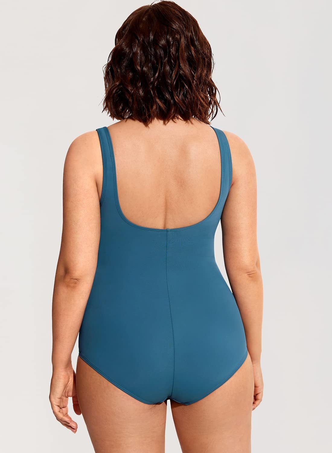 image:imageDELIMIRA Womens Plus Size Swimsuit One Piece Bathing Suit Backless Basic Modest SwimwearPetrol Blue