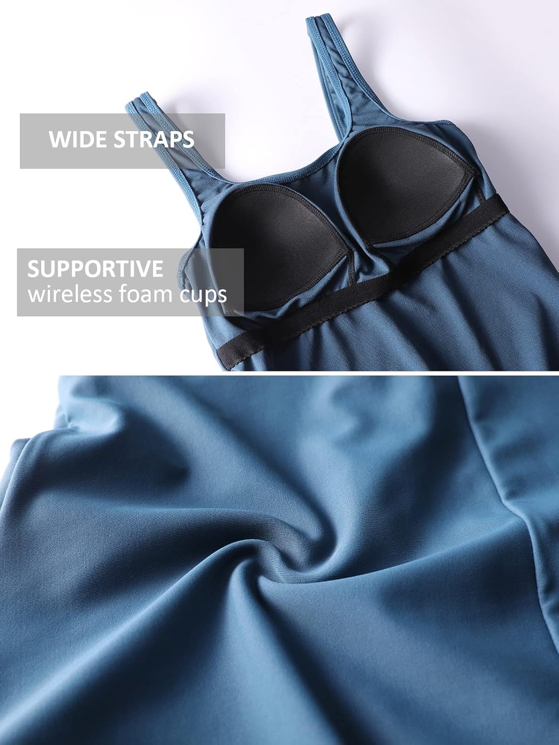 image:imageDELIMIRA Womens Plus Size Swimsuit One Piece Bathing Suit Backless Basic Modest SwimwearPetrol Blue