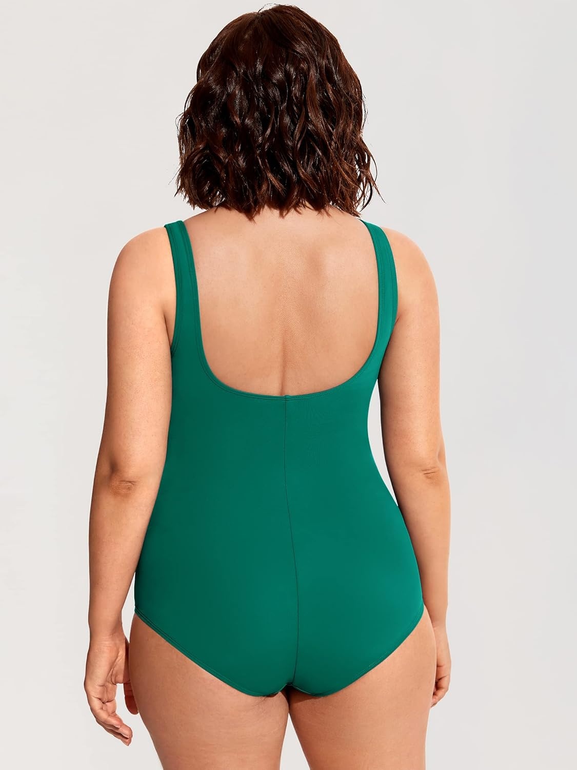 image:imageDELIMIRA Womens Plus Size Swimsuit One Piece Bathing Suit Backless Basic Modest SwimwearVerdant Green