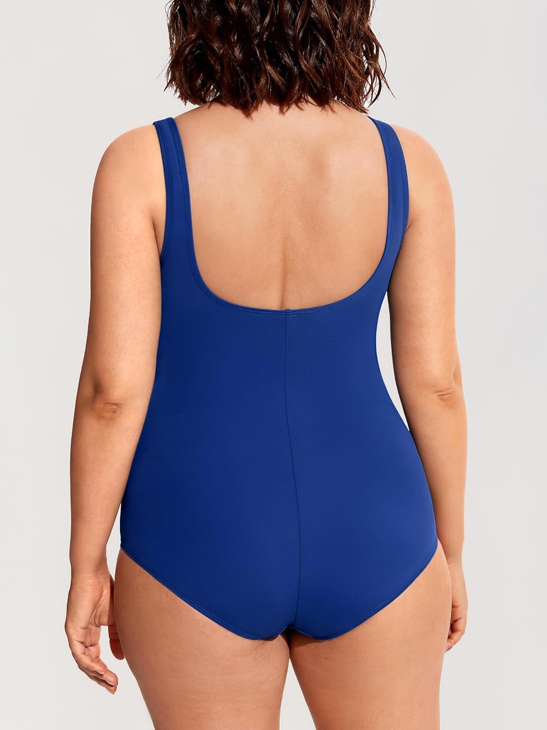 image:imageDELIMIRA Womens Plus Size Swimsuit One Piece Bathing Suit Backless Basic Modest SwimwearWaves Blue