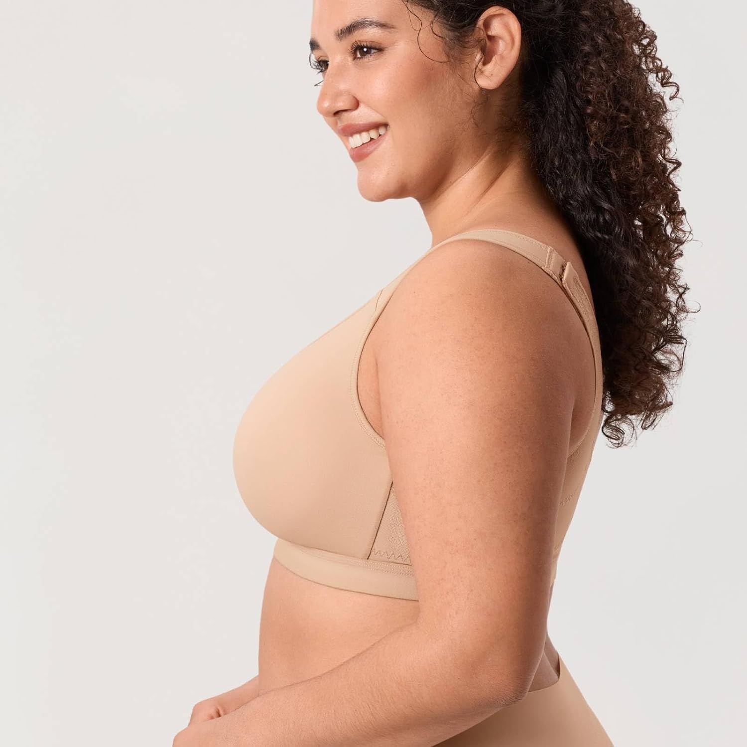 image:imageDELIMIRA Womens Posture Bra Front Closure Lightly Padded Plus Size Wireless Full Coverage No Underwire BrasNatural