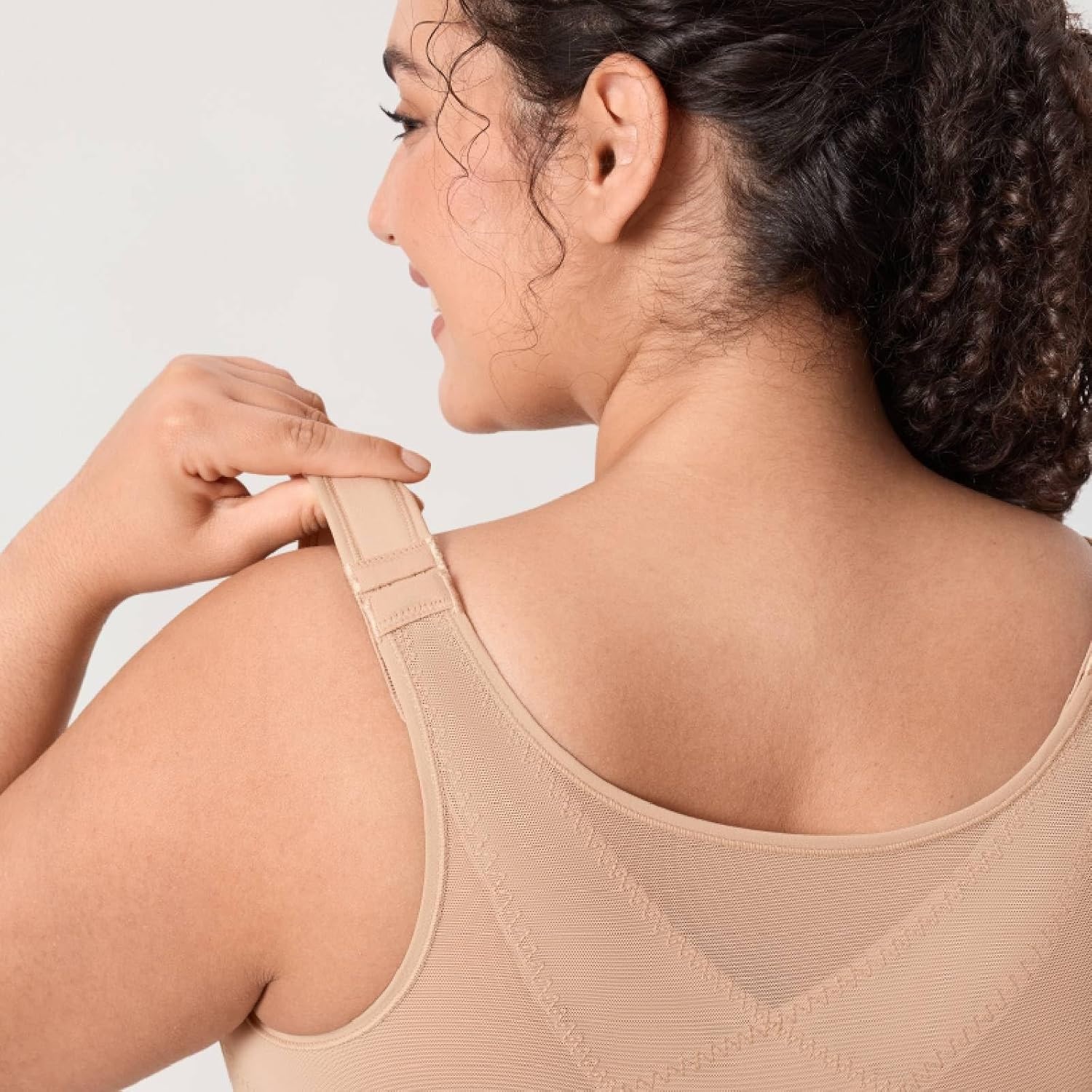 image:imageDELIMIRA Womens Posture Bra Front Closure Lightly Padded Plus Size Wireless Full Coverage No Underwire BrasNatural