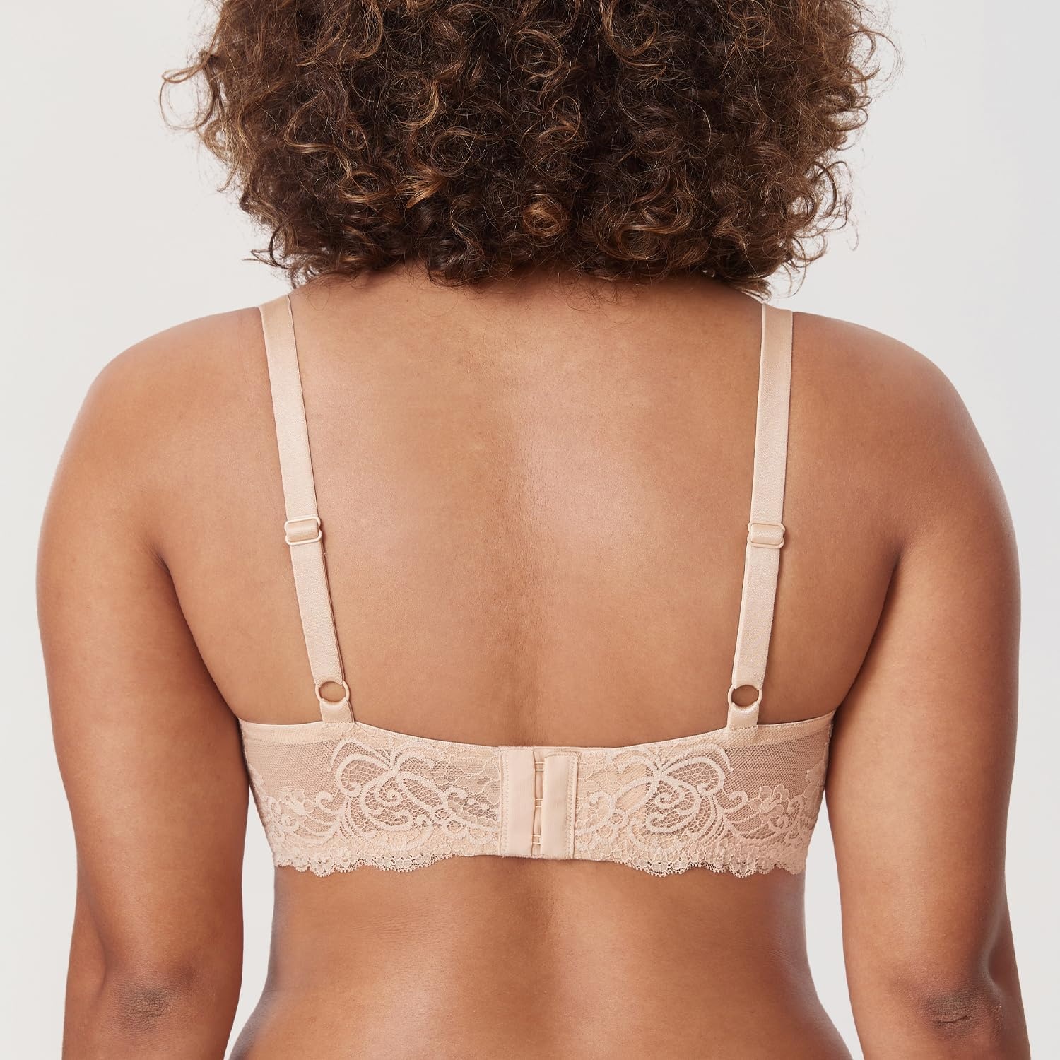 image:imageDELIMIRA Womens Sheer Mesh Bra See Through Plus Size Sexy Full Coverage Underwire Unlined BrasBeige