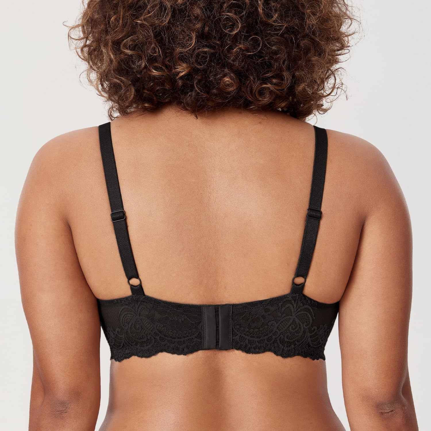 image:imageDELIMIRA Womens Sheer Mesh Bra See Through Plus Size Sexy Full Coverage Underwire Unlined BrasBlack