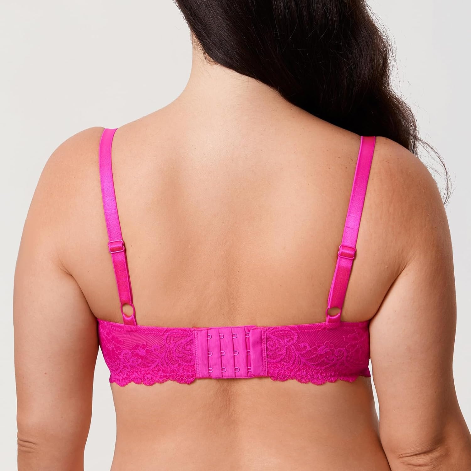 image:imageDELIMIRA Womens Sheer Mesh Bra See Through Plus Size Sexy Full Coverage Underwire Unlined BrasGlitter Pink