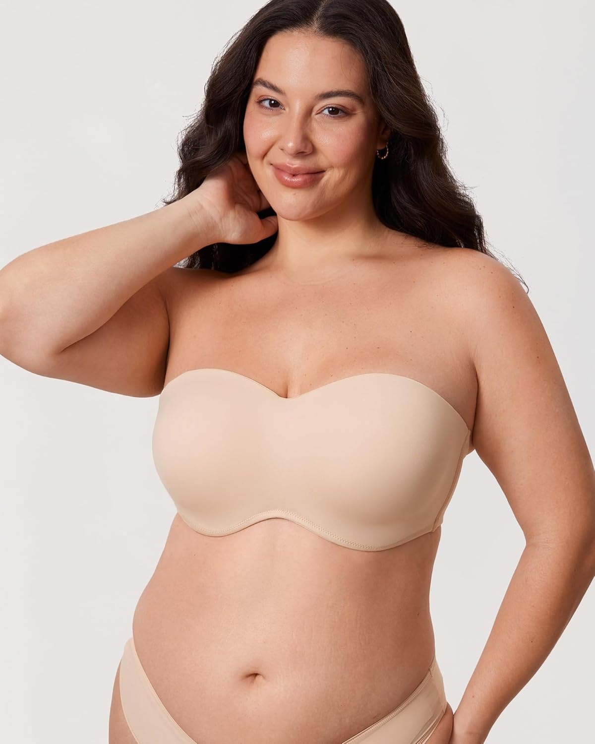 image:imageDELIMIRA Womens Strapless Bra Minimizer Seamless Underwire Unlined Bandeau for Big BustBeige