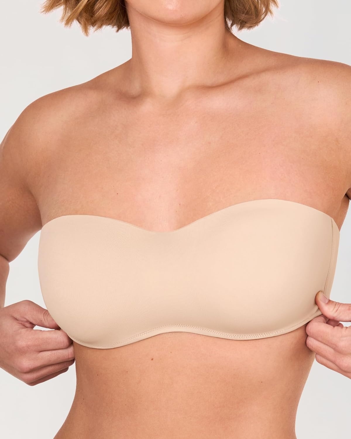 image:imageDELIMIRA Womens Strapless Bra Minimizer Seamless Underwire Unlined Bandeau for Big BustBeige