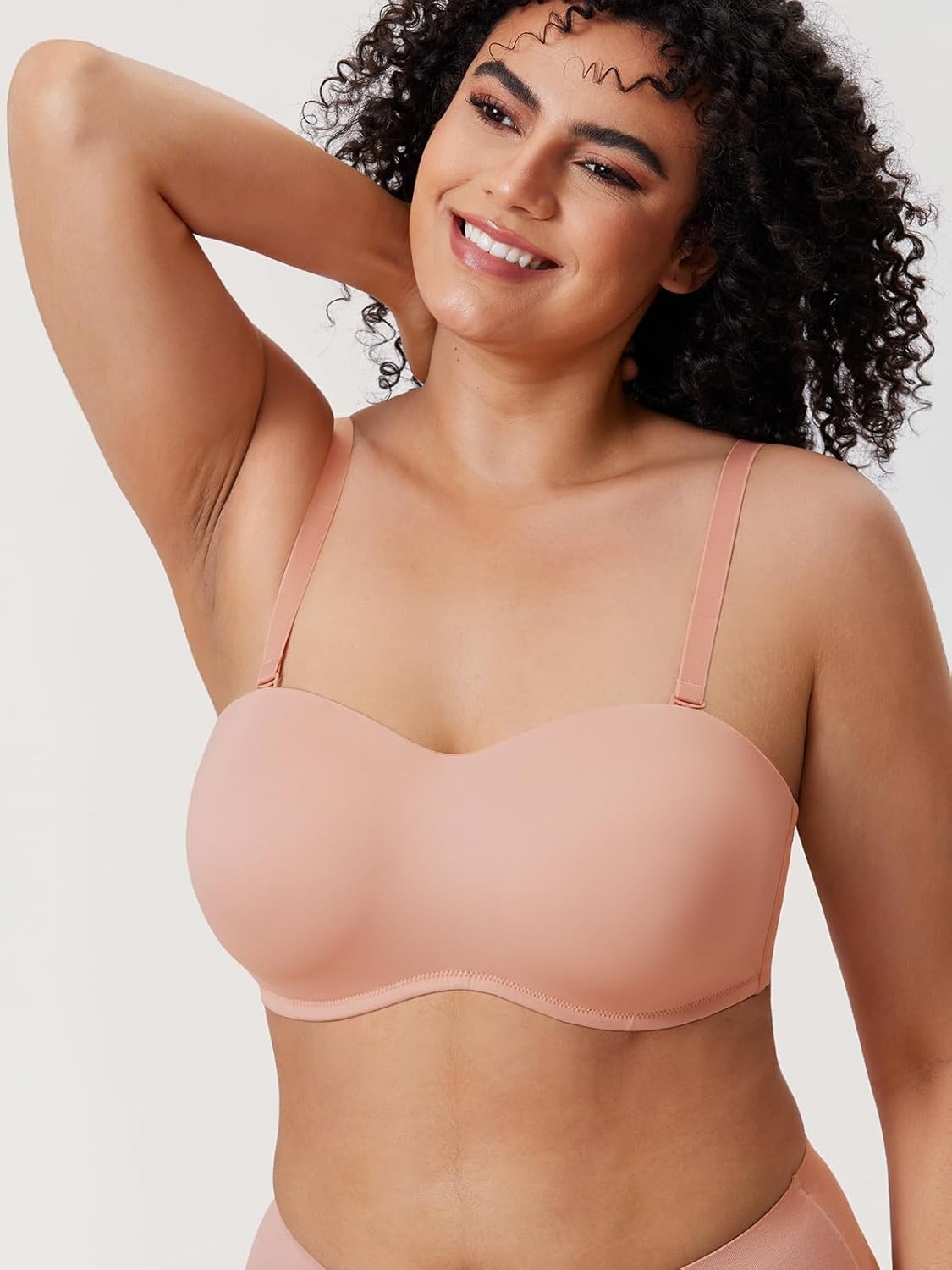 image:imageDELIMIRA Womens Strapless Bra Minimizer Seamless Underwire Unlined Bandeau for Big BustBlush Beige