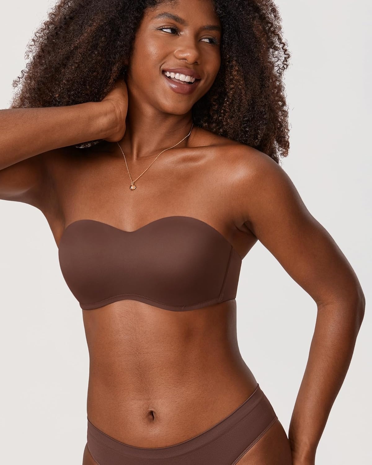 image:imageDELIMIRA Womens Strapless Bra Minimizer Seamless Underwire Unlined Bandeau for Big BustBrown Violet